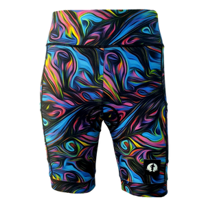 HIGH WAIST LADIES CYCLING SHORTS - PEACOCK MARBLE