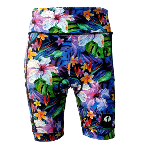 HIGH WAIST LADIES CYCLING SHORTS - HIBISCUS