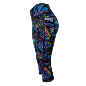 HIGH WAIST QUARTERS - MARBLE PEACOCK