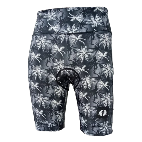 HIGH WAIST LADIES CYCLING SHORTS - PALM SHADOW