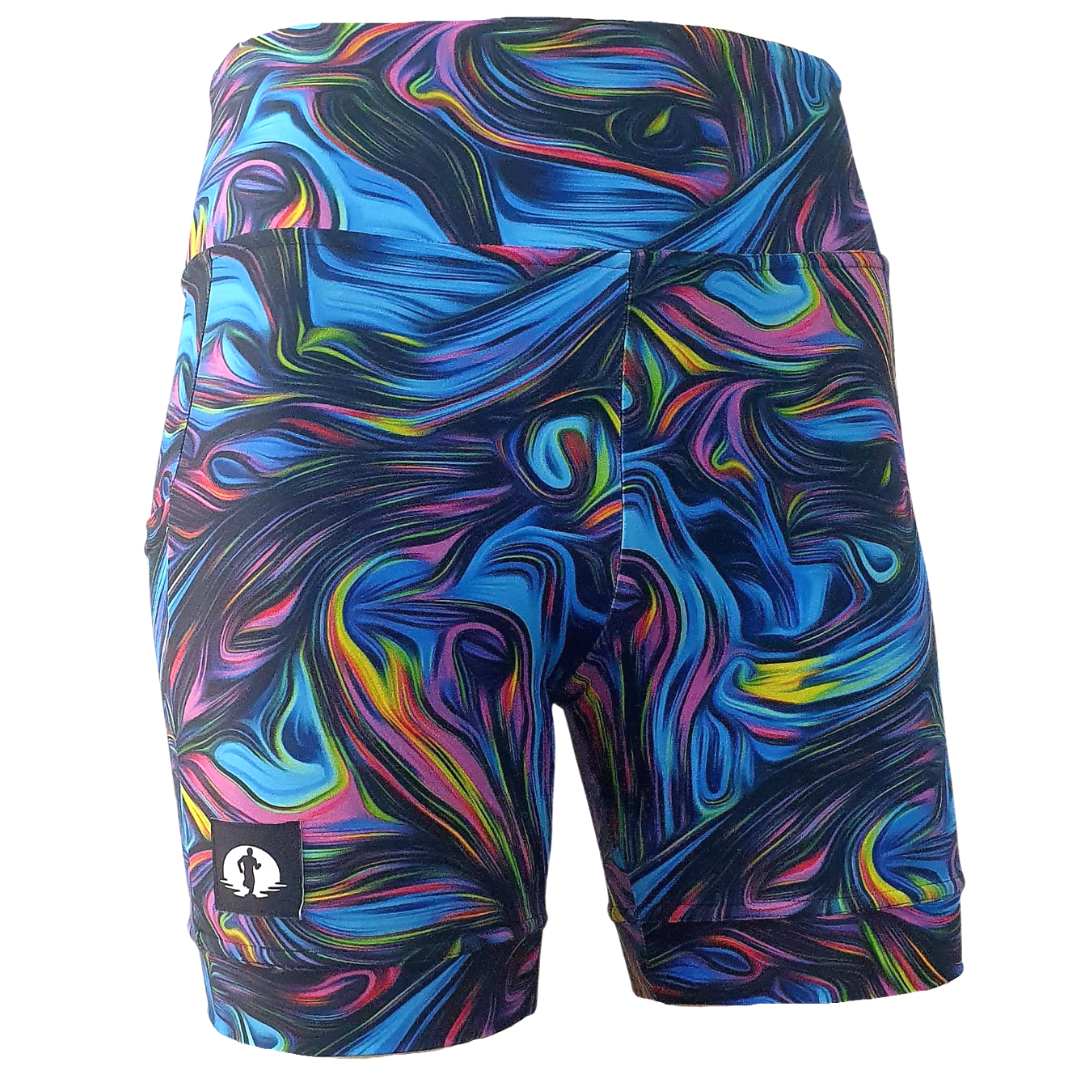 HIGH WAIST SHORTS - PEACOCK MARBLE