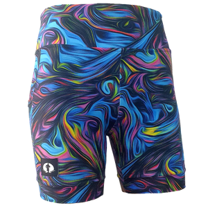 HIGH WAIST SHORTS - PEACOCK MARBLE