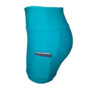 HIGH WAIST SHORTS - TEAL